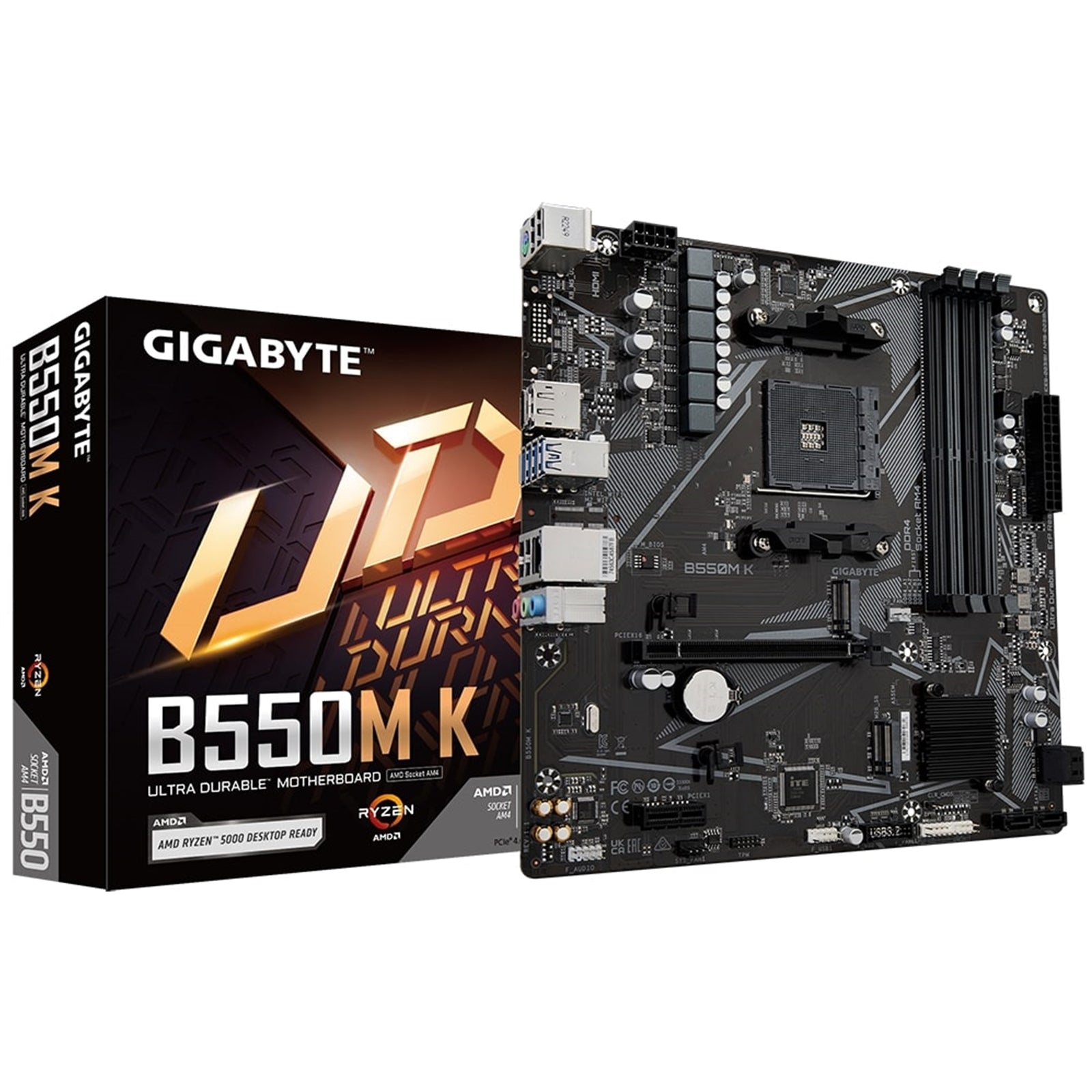 Gigabyte B550M K Micro-ATX Motherboard - AM4, PCIe 4.0, Dual M.2 Gigabyte B550M K Micro-ATX Motherboard - AM4, PCIe 4.0, Dual M.2